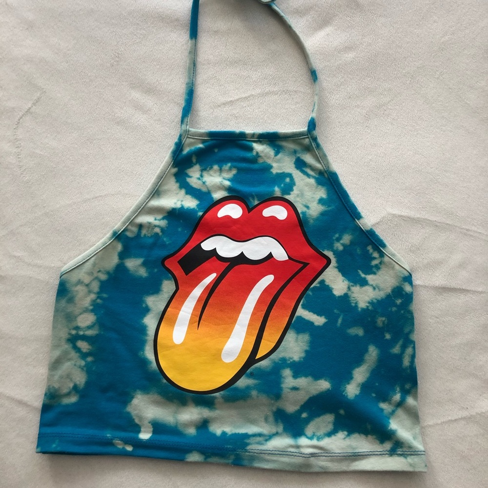Acid Wash Rolling Stones Halter Top